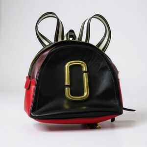 MARC JACOBS “Shot” Red/Burgundy/ Black Leather Mini Backpack—Excellent Condition